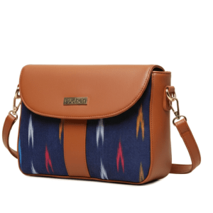 Sling Bag for Women | Vegan Leather Crossbody with Sambalpuri-Style Ikat Fabric | Stylish & Lightweight Sling Bag with Detachable Adjustable Strap | Perfect for Travel, Office & Daily Use